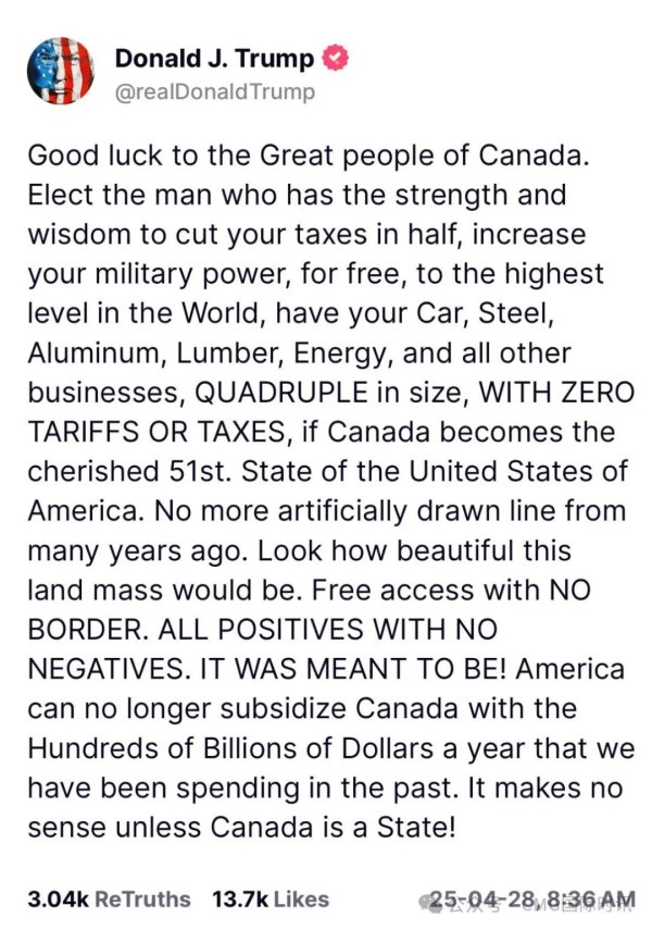 京海配资 硬刚特朗普，他赢了加拿大大选！民众：希望政府在关税上保持对美强硬立场